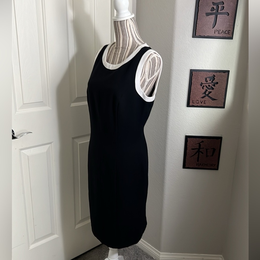 Vintage Donna Ricco black n white Sleeveless pencil slit dress size 12 - Picture 4 of 7